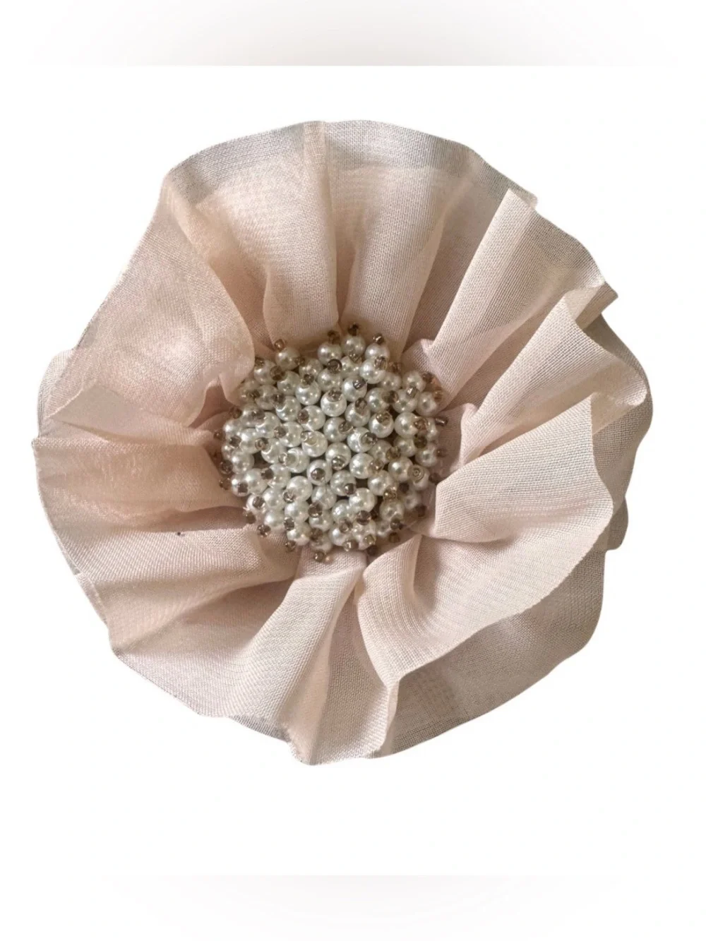 4 inch large pearl and tan Brooch